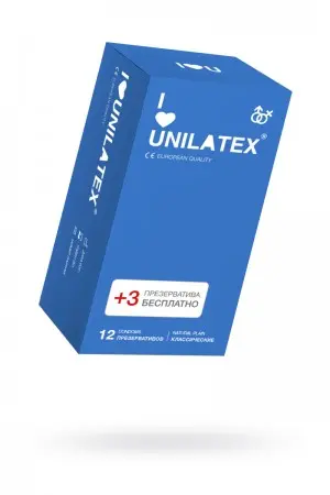 Презервативы Unilatex Natural Plain, 12 шт+3, гладкие