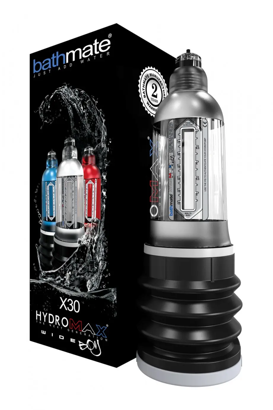 Гидропомпа Bathmate Hydromax X30 Wide Boy, прозрачная, 30 см