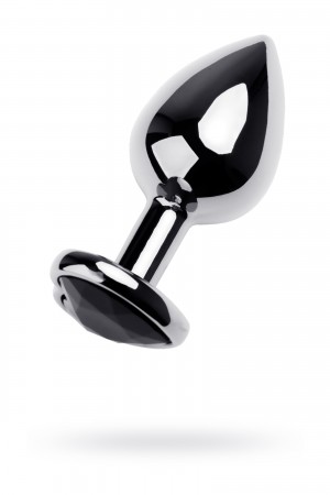 Анальная пробка Metal by TOYFA, металл, серебристая, с кристаллом цвета турмалин, 9,5 см, Ø 4 см, 150 г