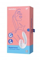 Вибратор Satisfyer Supernova, с вакуум-волновым стимулятором, силикон, белый, 16,9 см