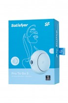 Вакуумный стимулятор клитора с вибрацией Satisfyer Pro To Go 3, голубой, 8,5 см