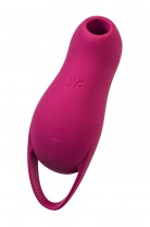 Вакуум-волновой стимулятор клитора с вибрацией Satisfyer Pocket Pro 1, силикон, бордовый, 13,9 см