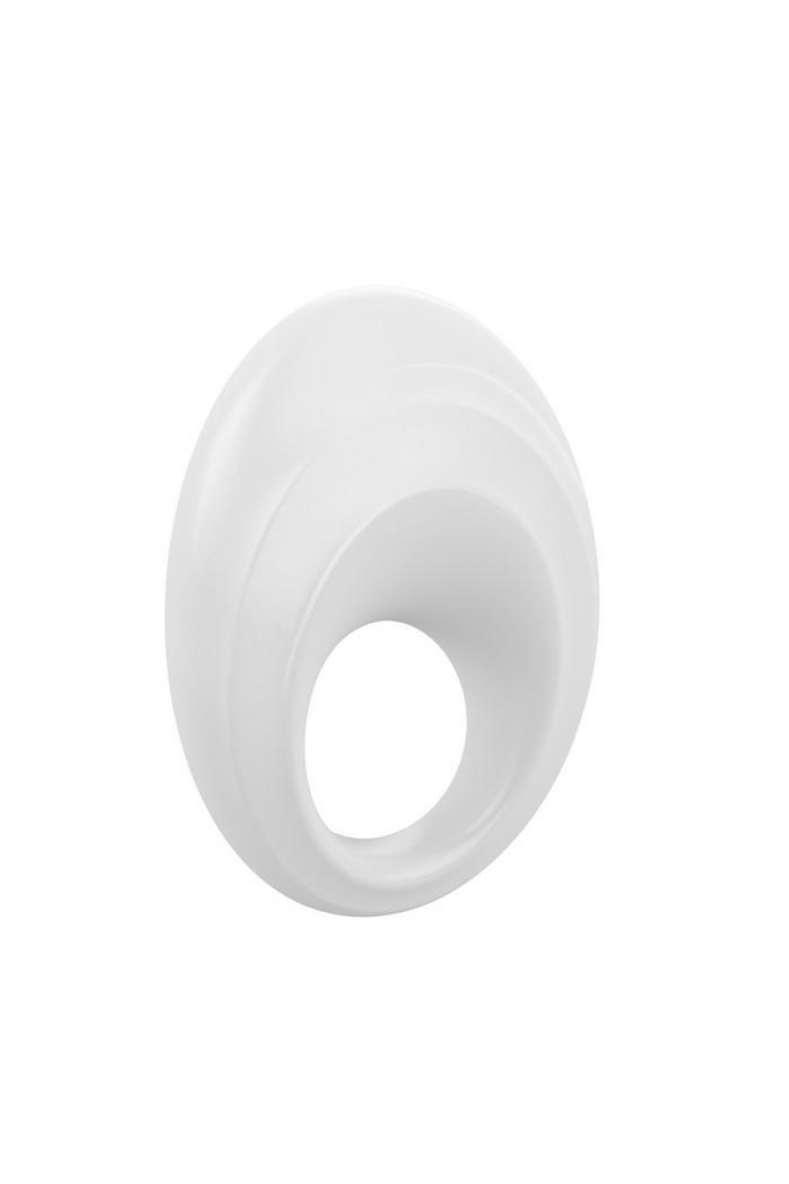 Эрекционное кольцо OVO закругленной стмулирующей формы с ультрасильной вибрацией, силиконовое, белое