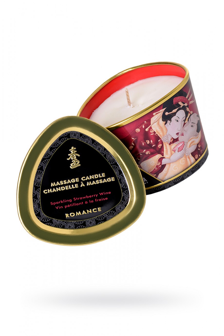 Массажное аромамасло Shunga Romance с ароматом клубники и шампанского, 170 мл