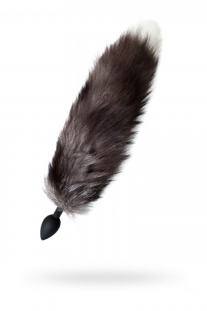 Анальная пробка POPO Pleasure by TOYFA с хвостом чернобурой лисы, M, силикон, Ø 3,3 см