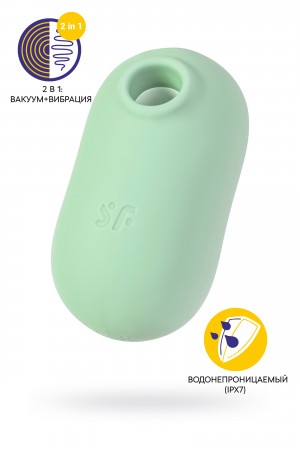 Вакуумный стимулятор клитора с вибрацией Satisfyer Pro To Go 2, мятный, 8,5 см