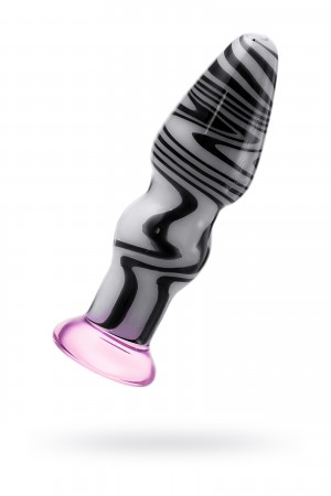 Анальная пробка Sexus Glass, стекло, бело-черная, Ø 3,5 см