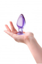 Анальная пробка Sexus Glass, стекло, фиолетовая, Ø 4 см