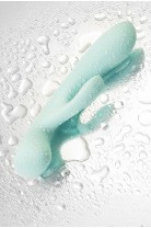 Нереалистичный вибратор Satisfyer Triple Oh, силикон, голубой, 24 см