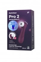 Вакуумный стимулятор клитора Satisfyer Pro 2 Generation 3, Connect App, бордовый, 16,4 см