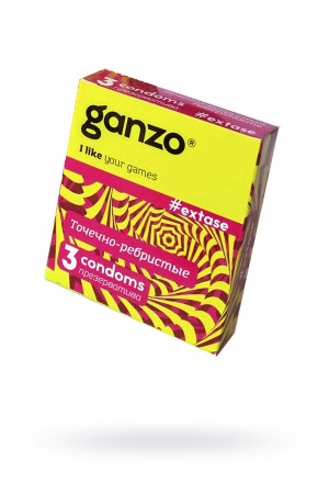 Презервативы Ganzo Extase, с точечно-ребристой поверхностью, 3 шт
