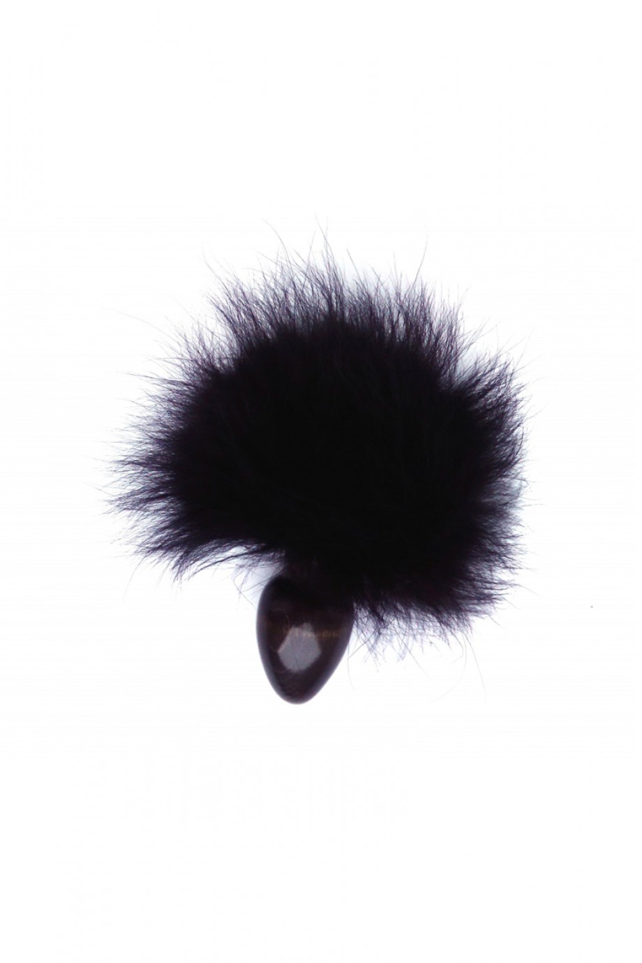 Анальная пробка с чёрным заячьим хвостом Ø 4 см
