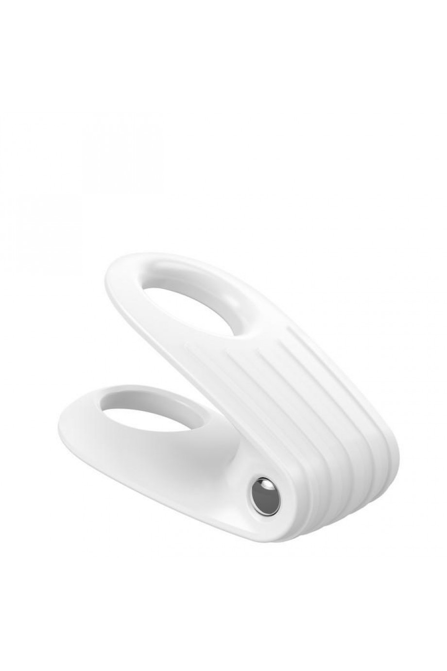 Эрекционное кольцо OVO двойное, инновационной формы с вибрацией, силиконовое, белое
