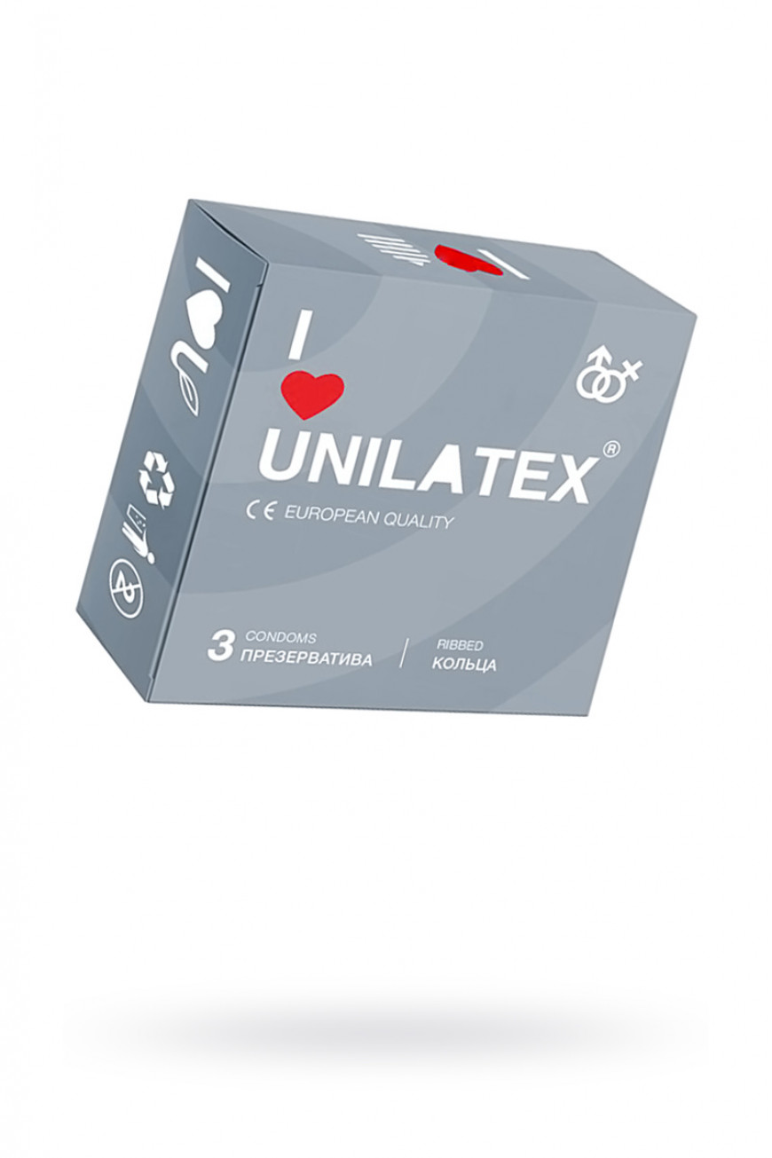 Презервативы Unilatex Ribbed, 3 шт, ребристые