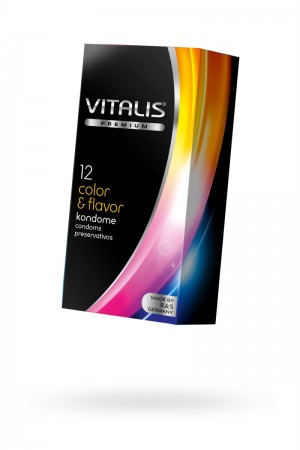 Презервативы VITALIS PREMIUM, 12 шт, цветные и ароматизированные, 53 мм