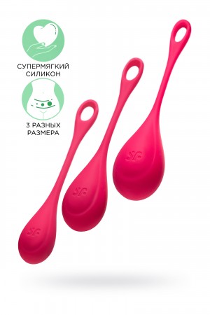 Набор вагинальных шариков Satisfyer YONI Power 1, силикон, красный