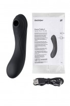 Вакуумный стимулятор клитора с вибрацией Satisfyer Curvy Trinity 4, чёрный, 17 см