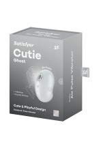 Вакуум-волновой стимулятор клитора с вибрацией Satisfyer Cutie Ghost, силикон, белый, 9,1 см