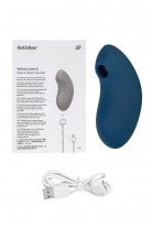 Вакуум-волновой стимулятор клитора с вибрацией Satisfyer Vulva Lover 2, силикон, синий, 11,9 см