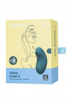 Вакуум-волновой стимулятор клитора с вибрацией Satisfyer Vulva Lover 2, силикон, синий, 11,9 см