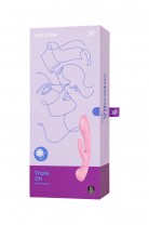 Нереалистичный вибратор Satisfyer Triple Oh, силикон, розовый, 24 см