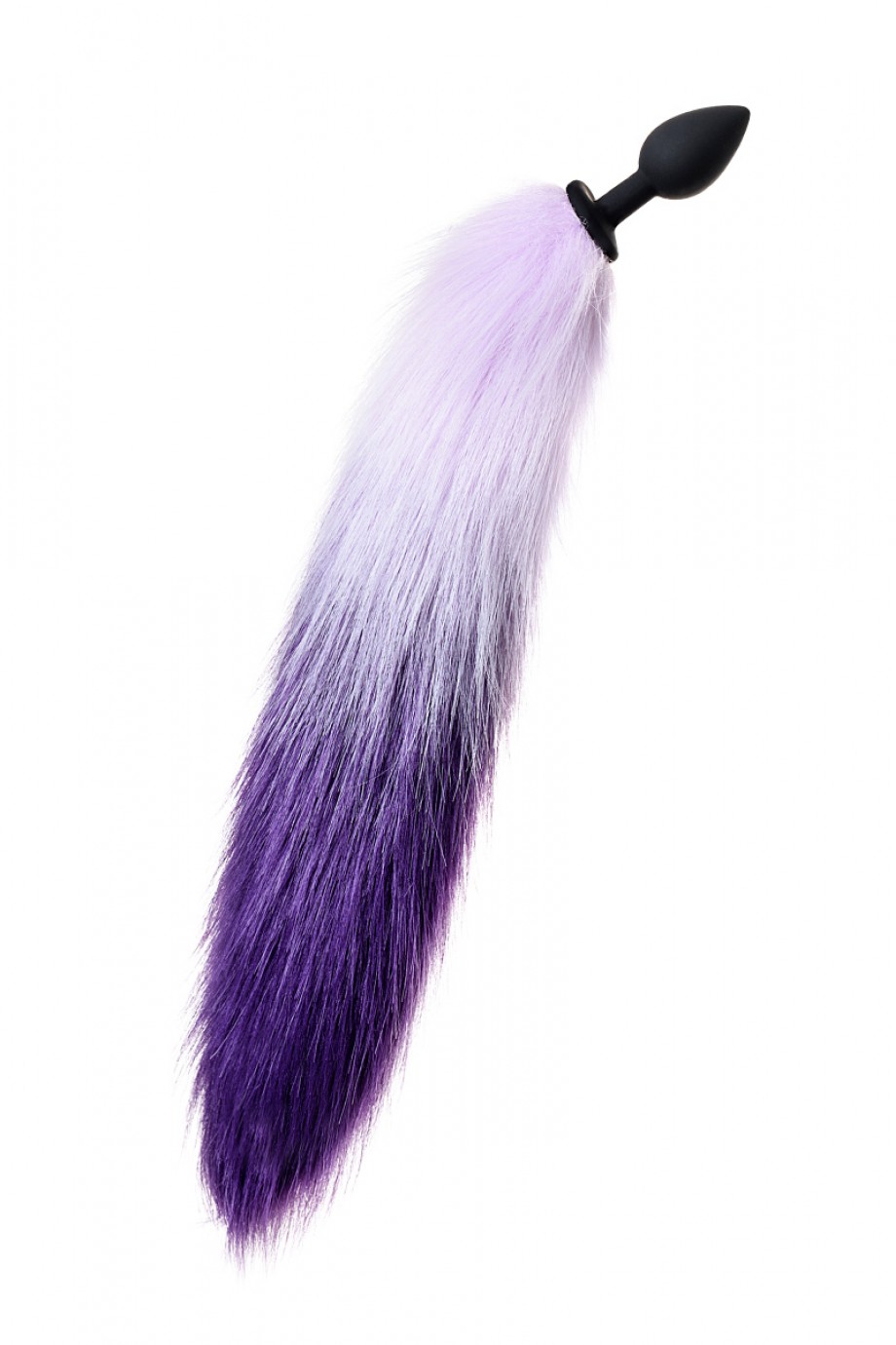 Анальная пробка POPO Pleasure by TOYFA с бело-фиолетовым хвостом, S, силикон, Ø 2,7 см