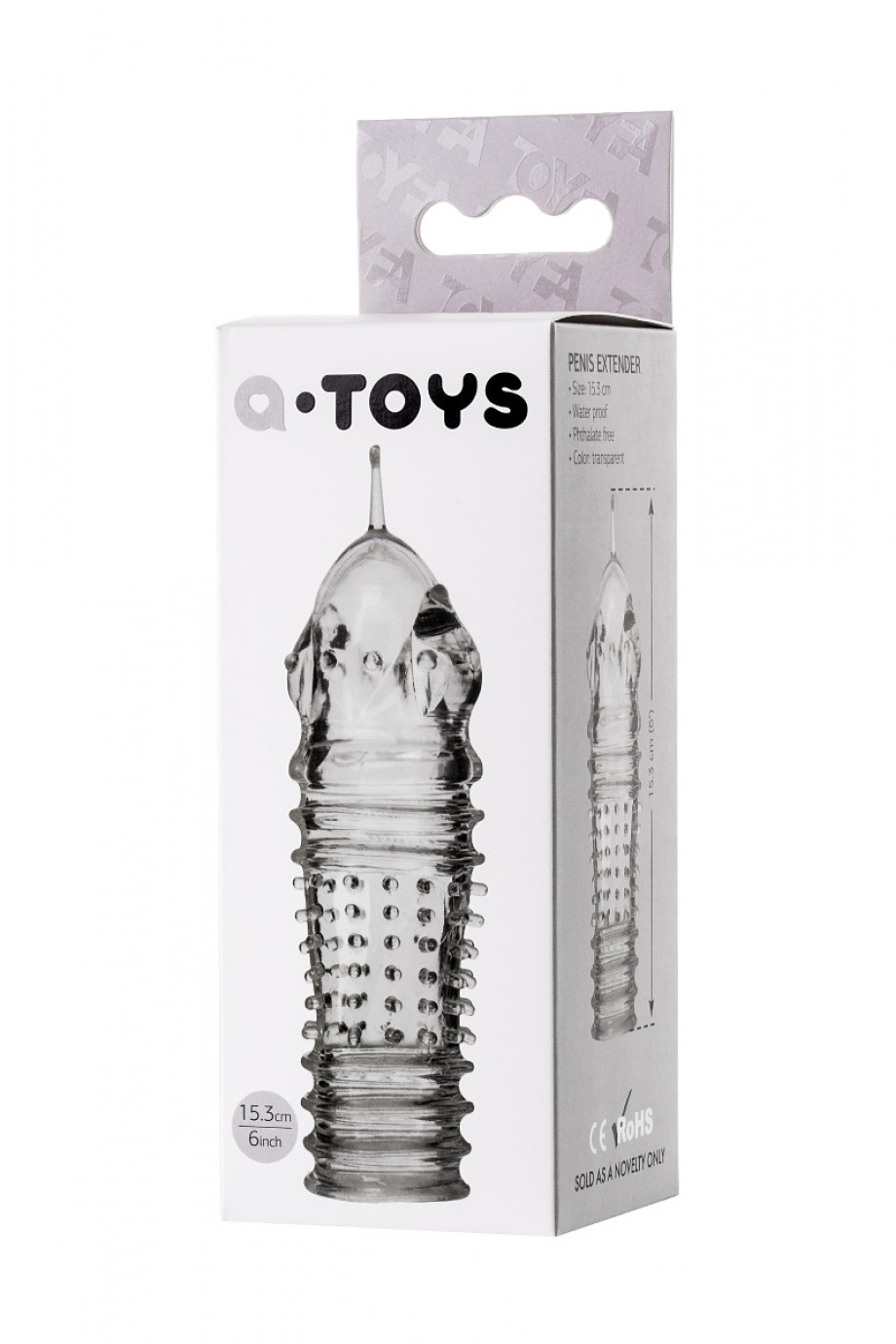 Насадка на пенис TOYFA A-Toys, прозрачный, 15,3 см