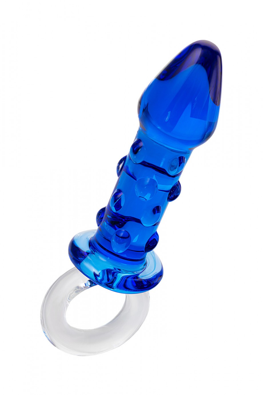 Анальная пробка Sexus Glass, стекло, синяя, Ø 3,5 см