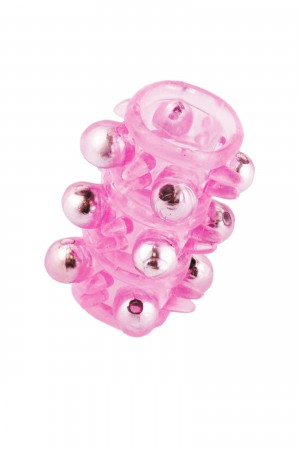 Насадка с бусинками TOYFA, розовая, 5 см