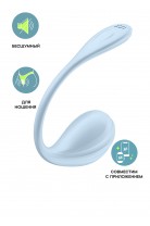 Виброяйцо Satisfyer Smooth Petal Connect App, голубое, 6,5 см