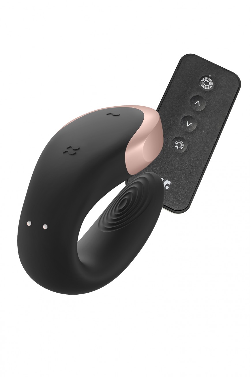 Стимулятор для пар Satisfyer Double Love Connect App с пультом ДУ, силикон, чёрный, 9 см Стимулятор для пар Satisfyer Double Love Connect App с пультом ДУ, силикон, чёрный, 9 см