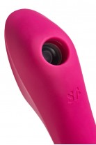 Вакуумный стимулятор клитора с вибрацией Satisfyer Curvy Trinity 3, красный, 17,7 см