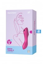 Вакуумный стимулятор клитора с вибрацией Satisfyer Curvy Trinity 3, красный, 17,7 см