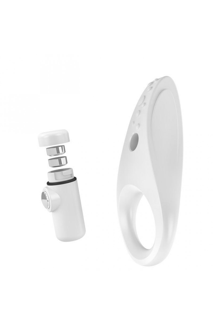 Эрекционное кольцо OVO с ультрасильной вибрацией и рельефным элементом для клиторальной стимуляции, силиконовое, белое