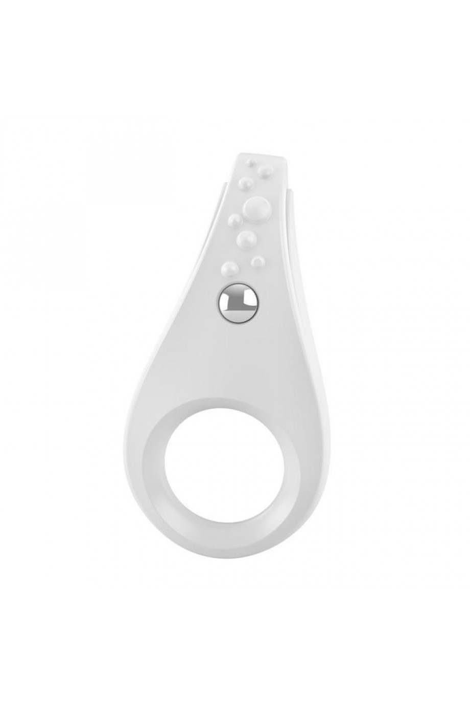 Эрекционное кольцо OVO с ультрасильной вибрацией и рельефным элементом для клиторальной стимуляции, силиконовое, белое
