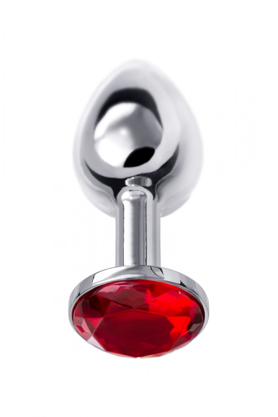 Анальная пробка Metal by TOYFA, металл, серебристая, с рубиновым кристаллом, 7,5 см, Ø 3 см, 145 г