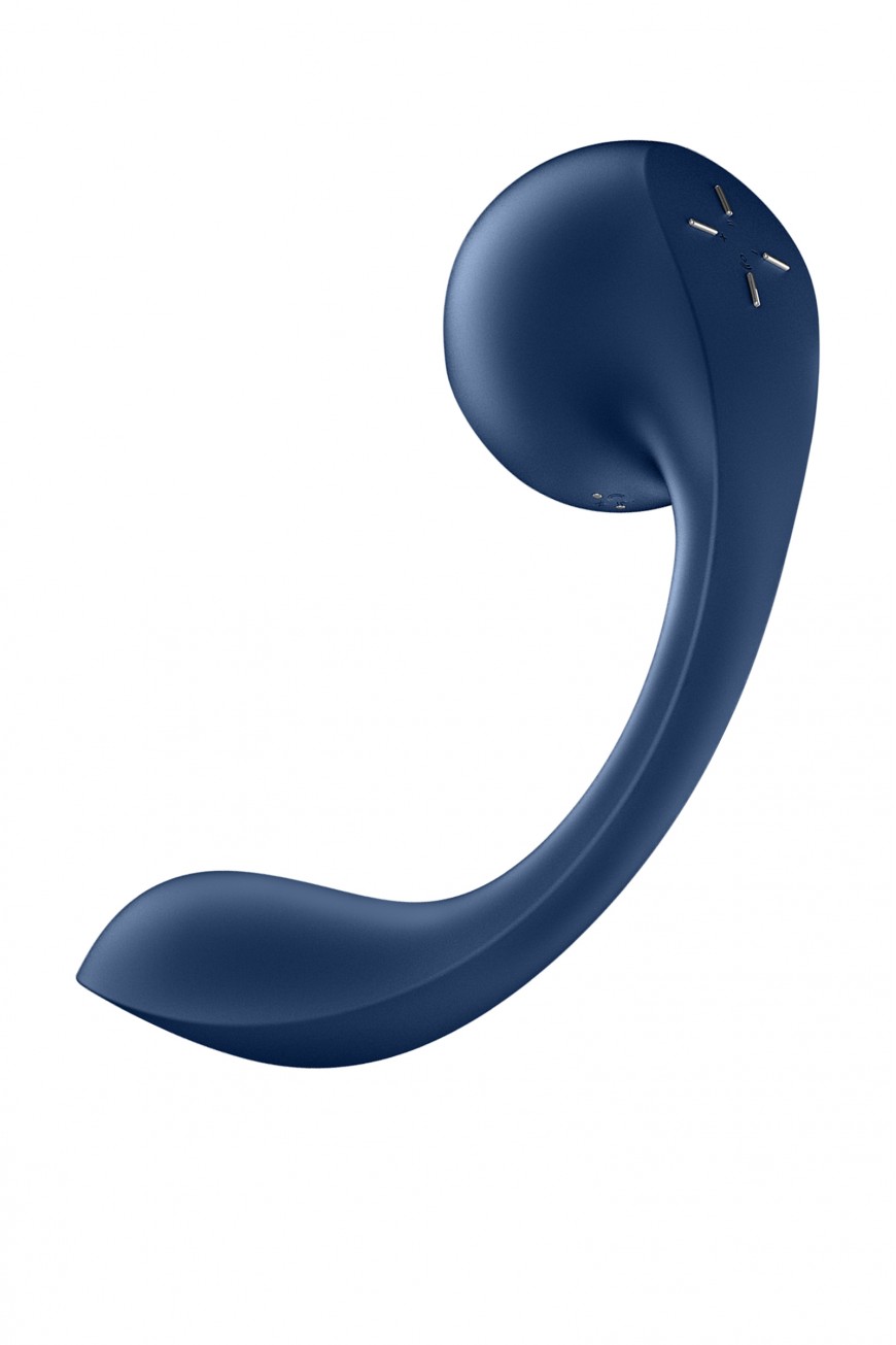 Вибратор для точки G с вакуумно-волновой стимуляцией Satisfyer Pro+ Wave 4 APP, силикон, синий