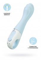 Вибратор для точки G с расширением Satisfyer Air Pump Vibrator 5 Connect App, силикон, голубой, 20см