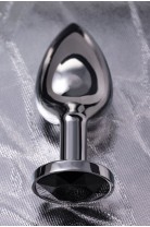 Анальная пробка Metal by TOYFA, металл, серебристая, с черным кристаллом, Ø 3 см