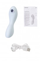 Вакуумный стимулятор клитора с вибрацией Satisfyer Curvy Trinity 5+ Connect App, голубой, 16,5 см