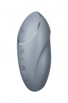 Вибромассажер Satisfyer Tap & Climax 1, силикон, серо-голубой, 11 см