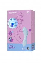Вакуумный стимулятор клитора с вибрацией Satisfyer Curvy Trinity 5+ Connect App, голубой, 16,5 см