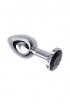 Анальная пробка Metal by TOYFA, металл, серебристая, с черным кристаллом, Ø 3 см