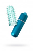 Минивибратор с насадкой Seven Creations, TPE+ABS пластик, зеленый, 5,7 см.