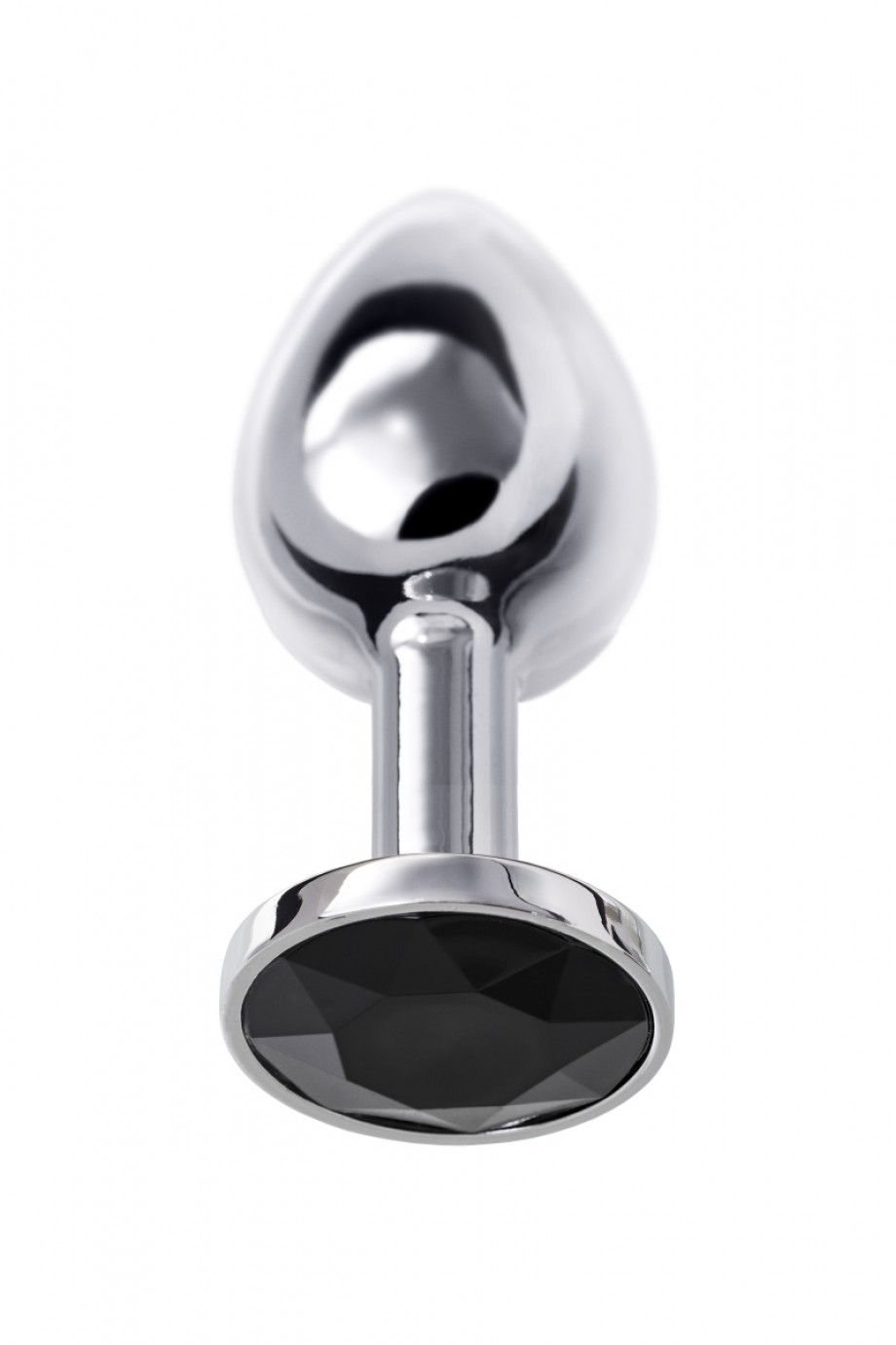 Анальная пробка Metal by TOYFA, металл, серебристая, с черным кристаллом, Ø 3 см