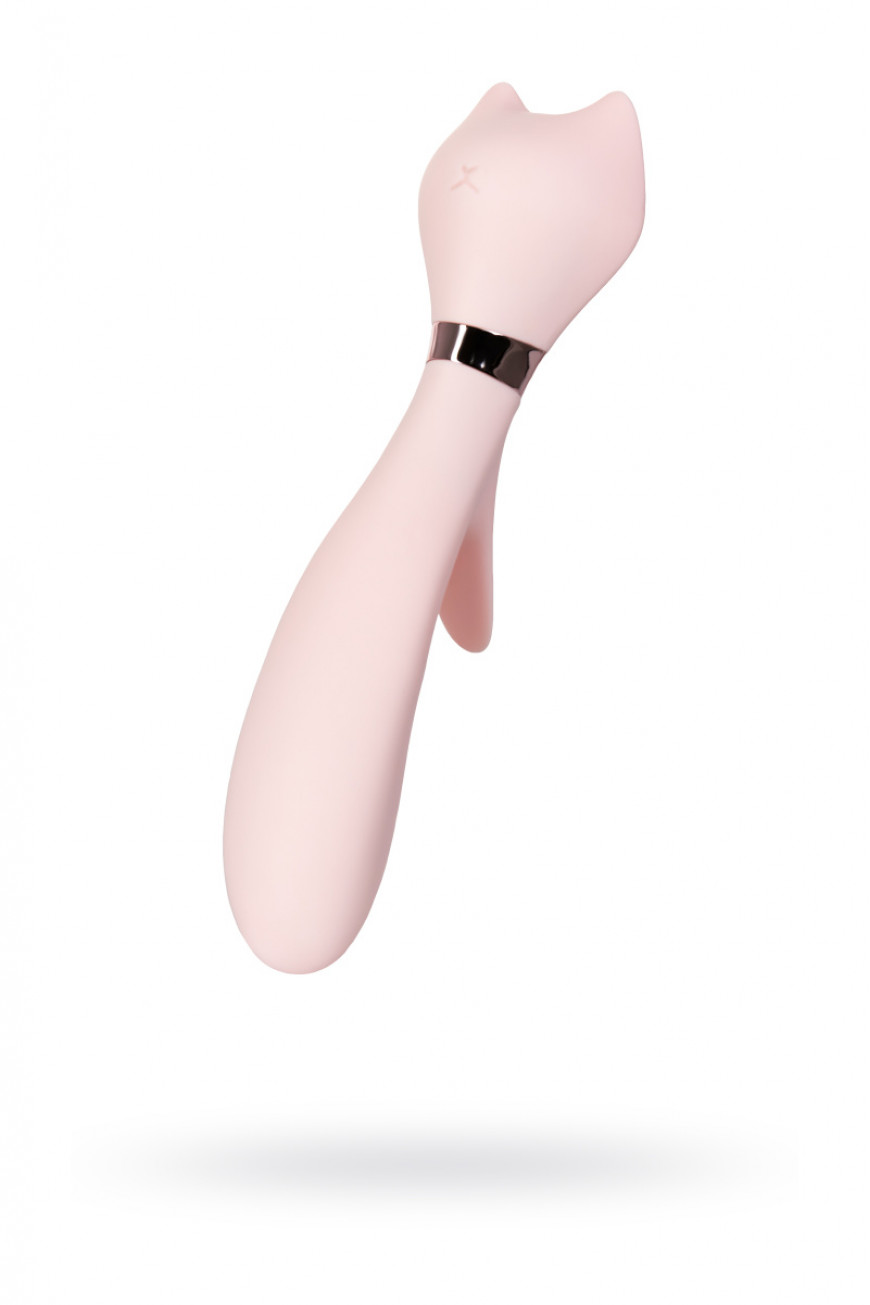 Вибратор с клиторальным стимулятором Sinjoys CAT Vivi, силикон, розовый, 21,7 см