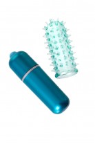 Минивибратор с насадкой Seven Creations, TPE+ABS пластик, зеленый, 5,7 см.