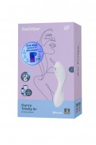 Вакуумный стимулятор клитора с вибрацией Satisfyer Curvy Trinity 5 Connect App, белый, 16,5 см