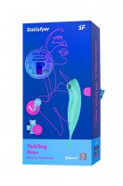 Точечный вибратор с вакуумной стимуляцией Satisfyer Twirling Pro Connect App, силикон, мятный, 20 см