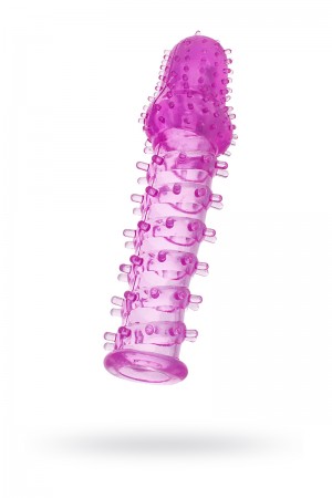 Насадка на пенис TOYFA с ворсинками, фиолетовая, 13,5 см